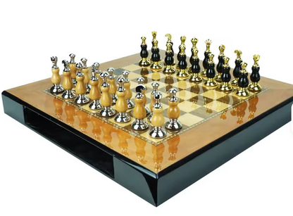 The Sovereign Edition – Imported Luxury Olive Wood Chess Set with Sculpted Metal Pieces