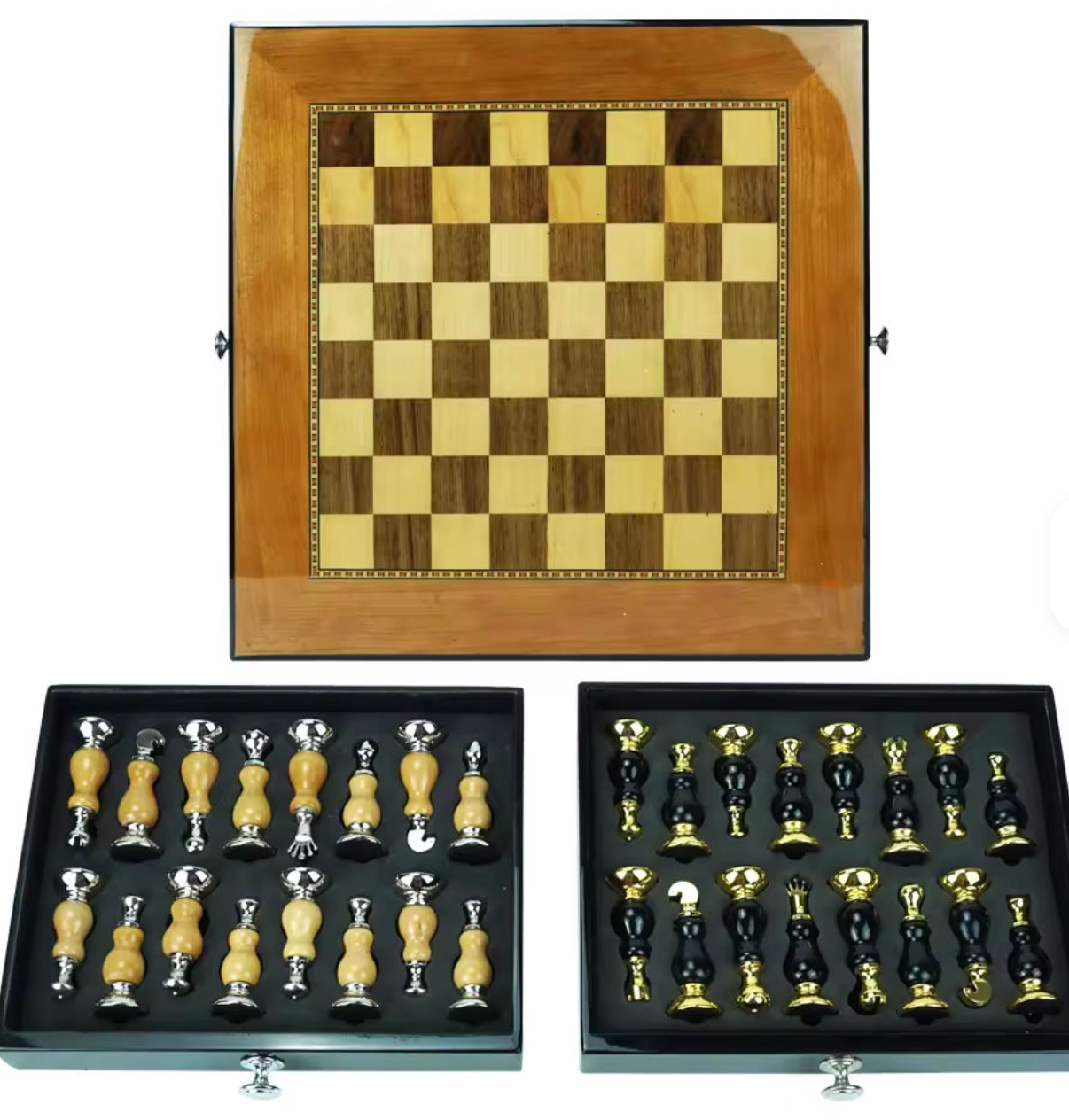 The Sovereign Edition – Imported Luxury Olive Wood Chess Set with Sculpted Metal Pieces
