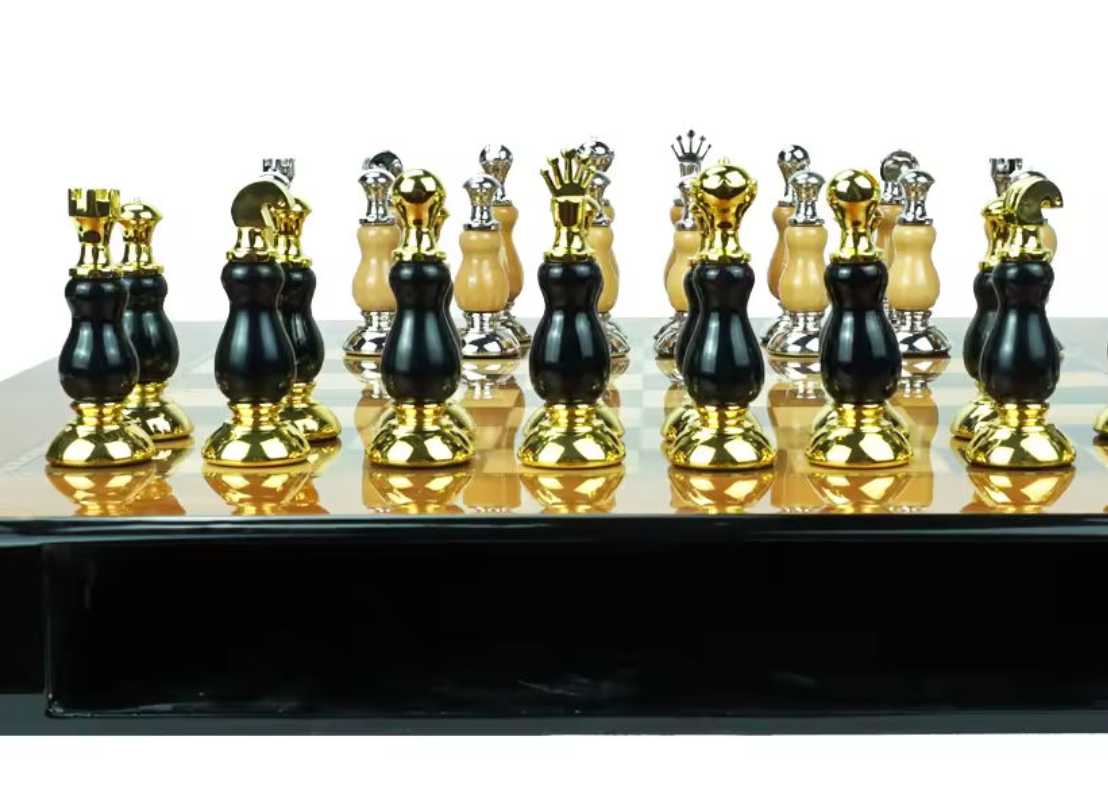 The Sovereign Edition – Imported Luxury Olive Wood Chess Set with Sculpted Metal Pieces