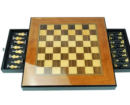 The Sovereign Edition – Imported Luxury Olive Wood Chess Set with Sculpted Metal Pieces