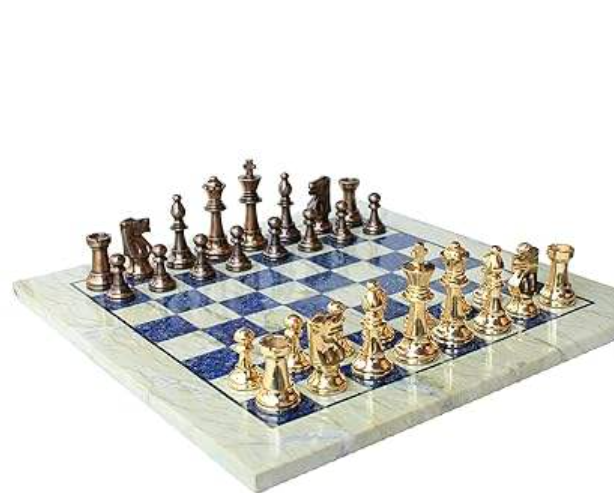 Luxury Marble & Brass Chess Table Set – 15x15 Inch Collector Edition (Imported)