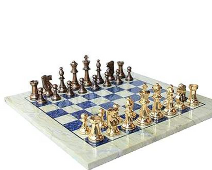 Luxury Marble & Brass Chess Table Set – 15x15 Inch Collector Edition (Imported)